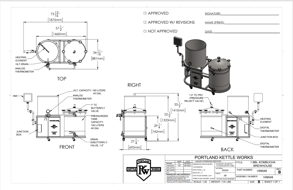 KB-135 Kombucha Production System Schematic