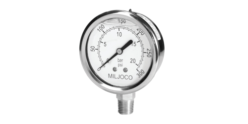 Bottom Mounted 1/4” NPT Pressure Gauge